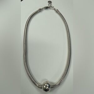 Silpada Sterling Silver Snake Chain Necklace Chunky Statement w/ Center Bead